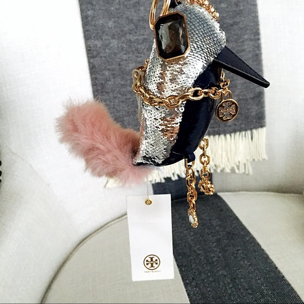TORY BURCH Sequin Bird Key Ring Bag Fob